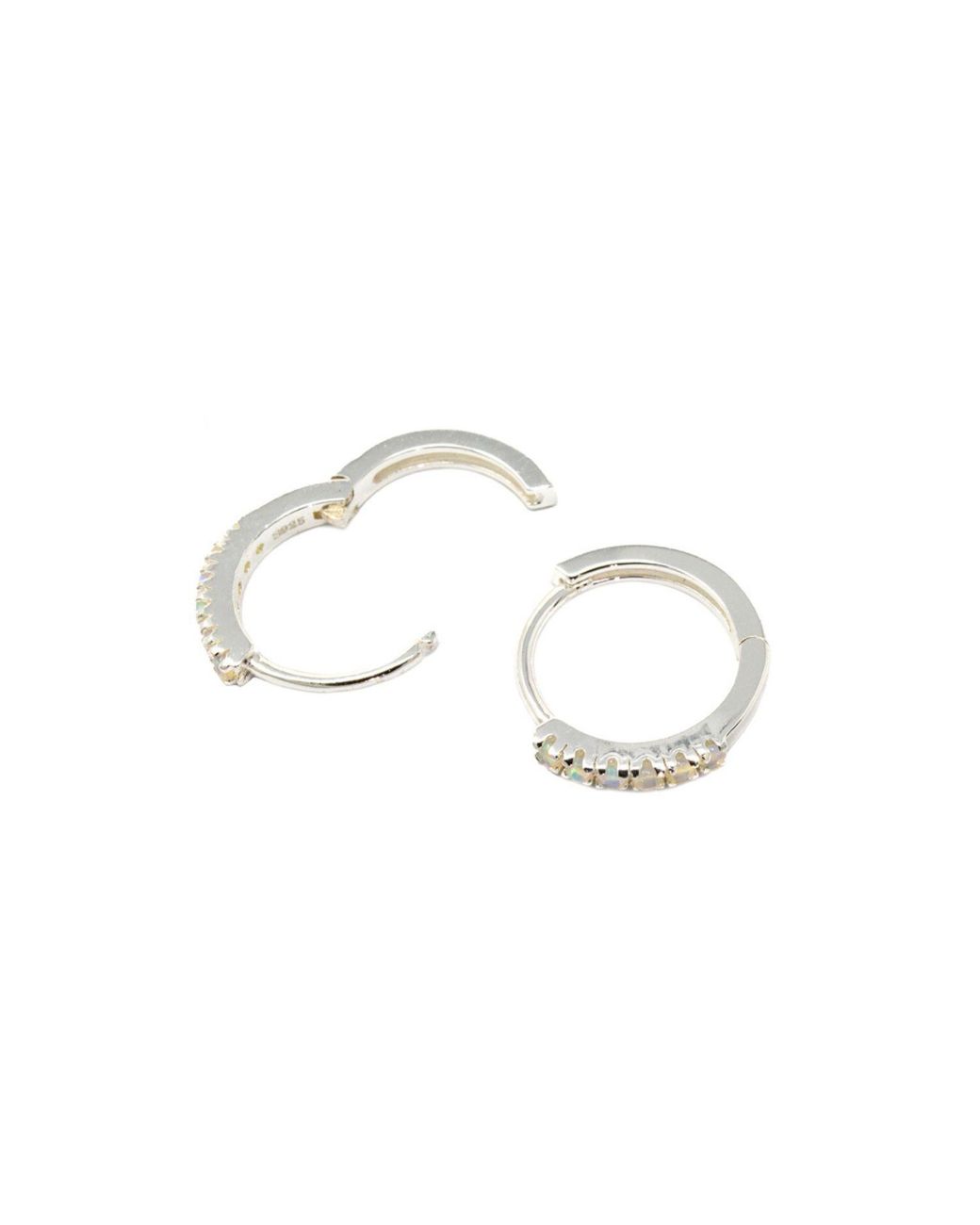 NASI SILVER White Adaya Huggie Hoops- Opal