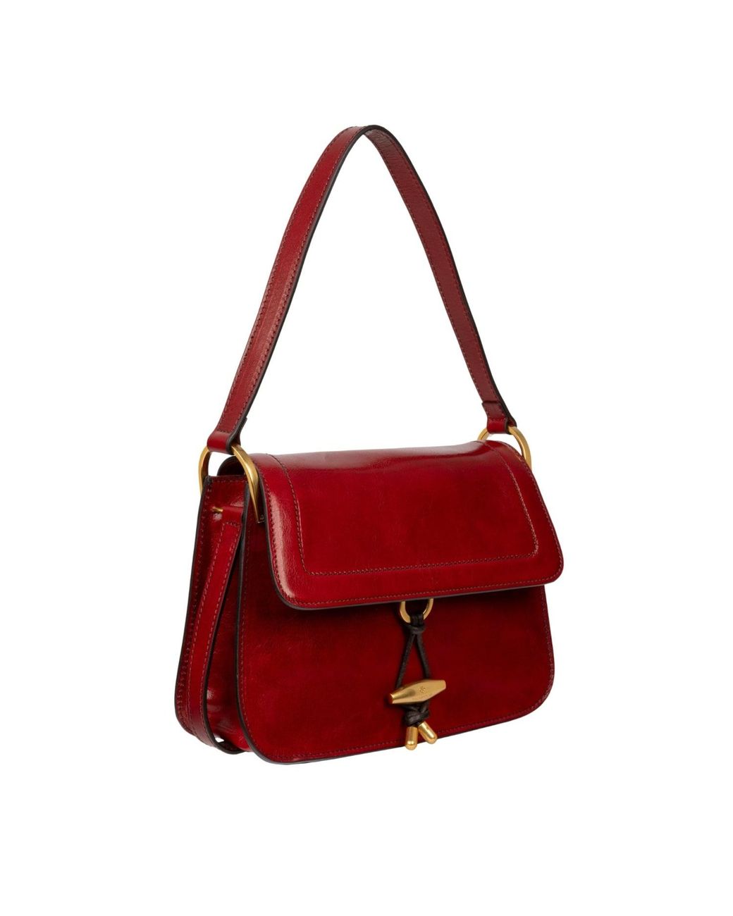 Time Resistance Red Leather Flap Bag For