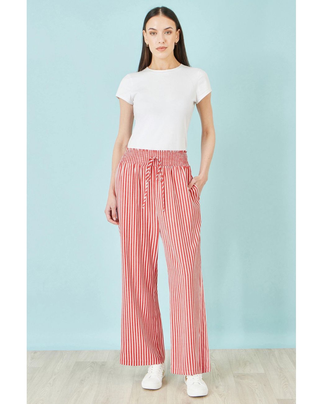 Yumi' Pink Stripe Relaxed Trousers