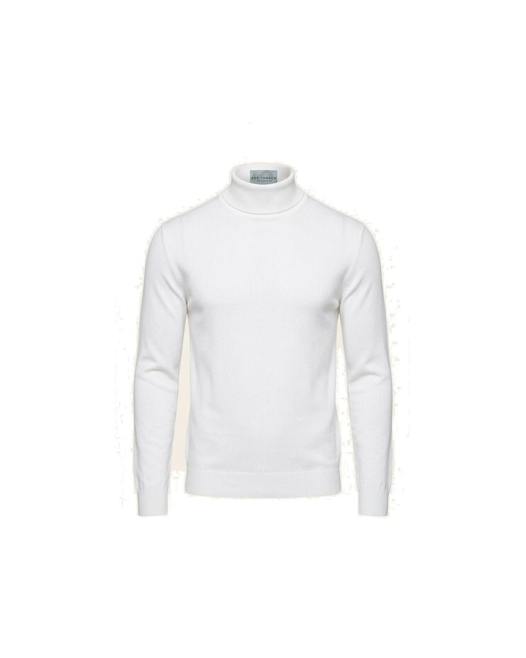 Ron Tomson White Roll Neck Knit Sweater for men