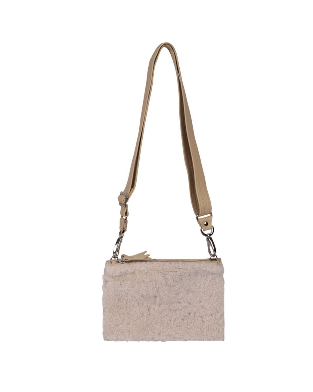 Owen Barry Natural Sheepskin Crossbody Clutch Pale Cream