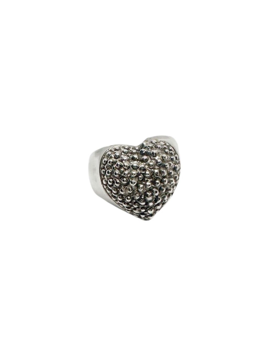 Tg-Jewellery by Tamara Gervasio White Hand-Carved Sterling Heart Ring – Textured Statement Ring