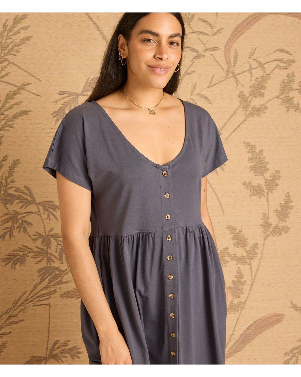 Known Supply Purple Cotton Button Up Dress