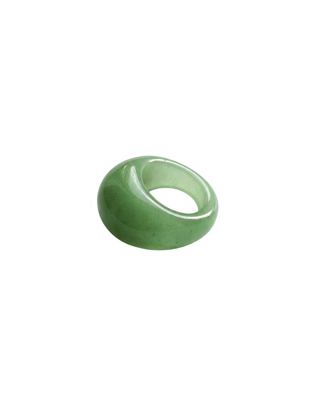 seree Green Dome Jade- Aventurine Signet Ring