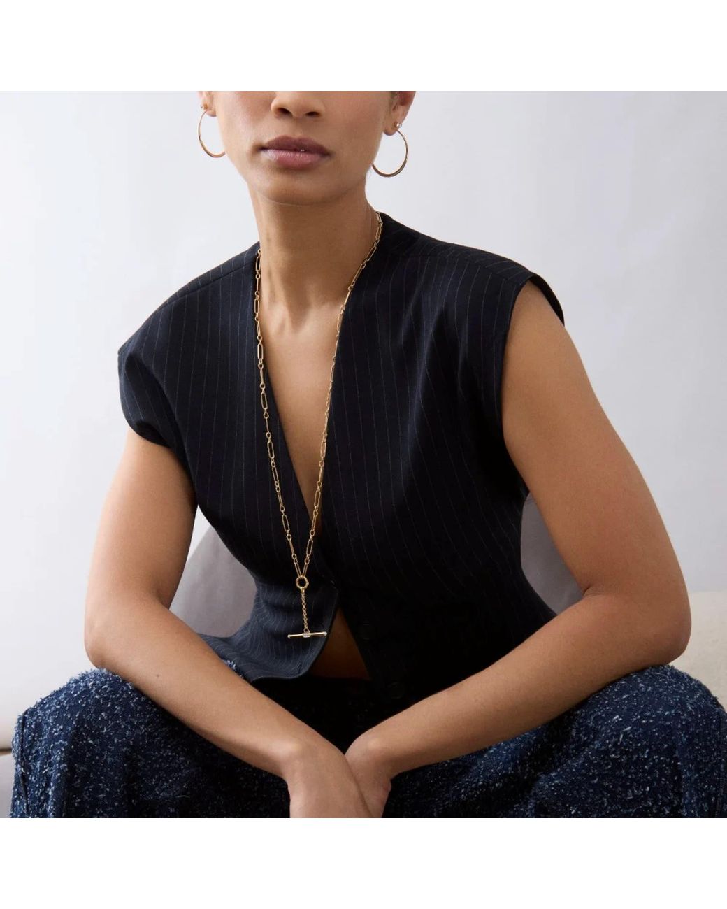Dinny Hall Metallic Mother Of Pearl Lariat T-Bar Necklace