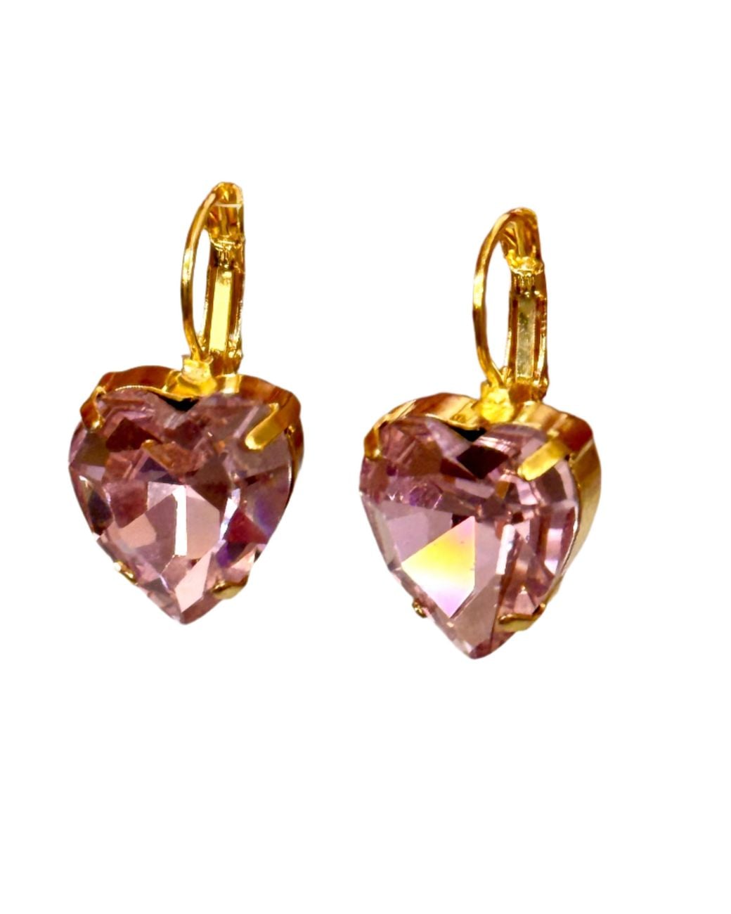Laura Gray Metallic Small Crystal Heart Post Back Earrings