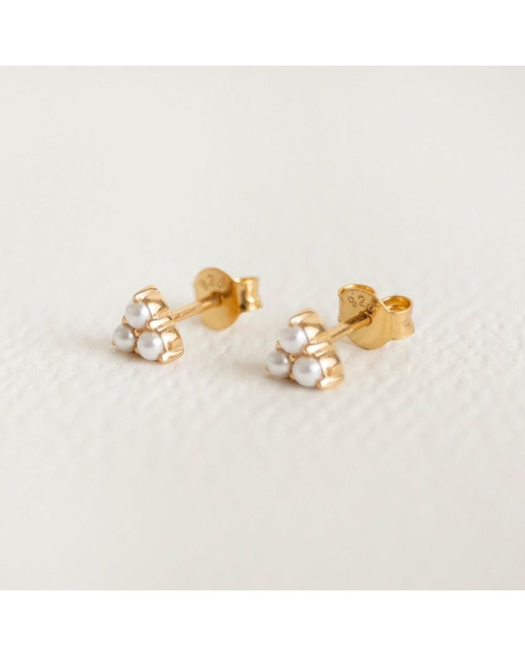 Claire Hill Designs Metallic Triple Pearl Mini Stud Earrings
