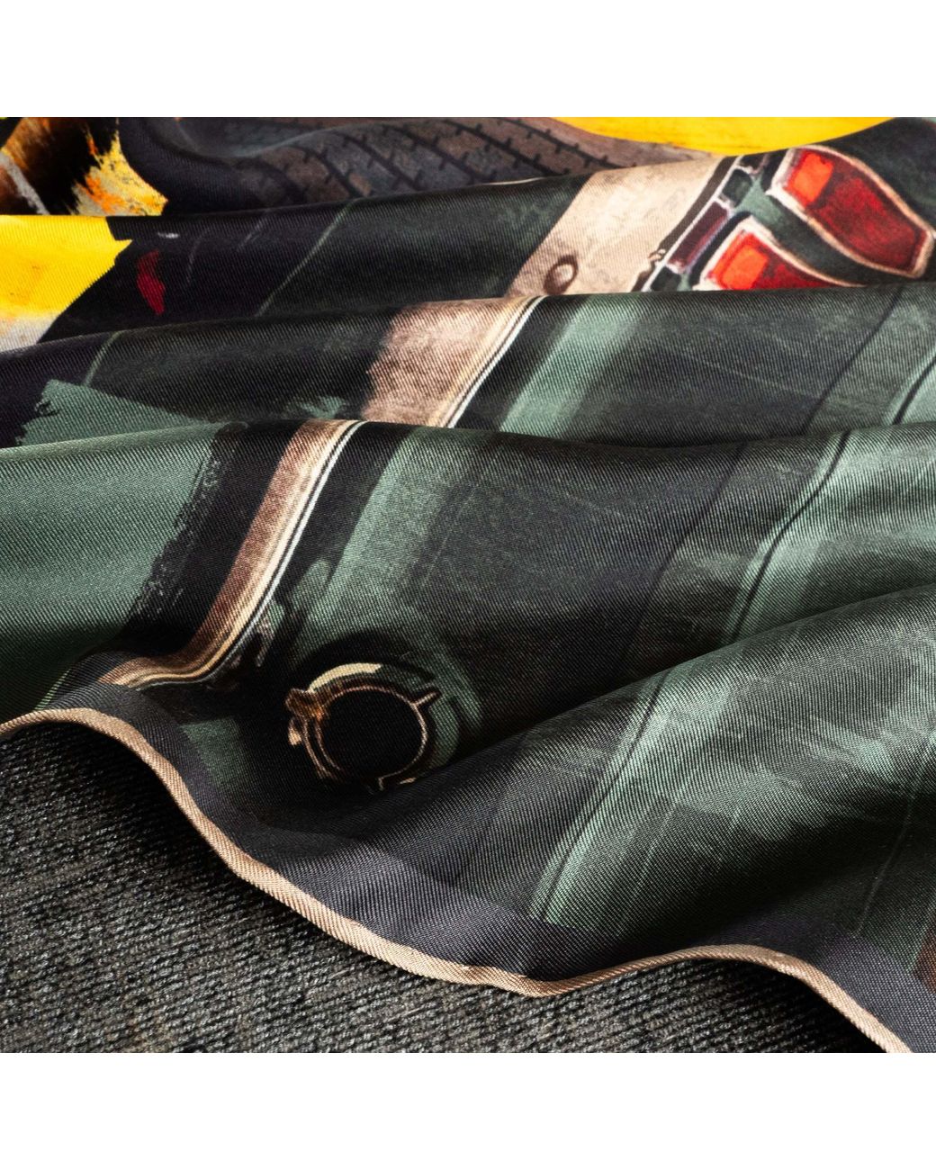 Otway & Orford Multicolor 'Muscle Car' Silk Pocket Square for men