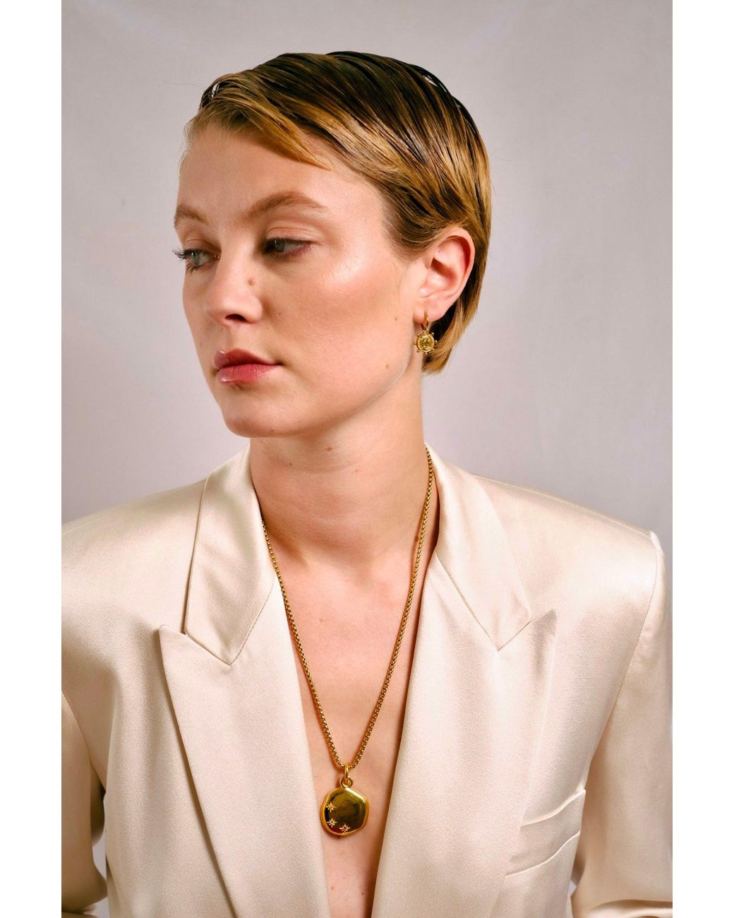 Isolated Jewellery Metallic Coin Studded Hoops