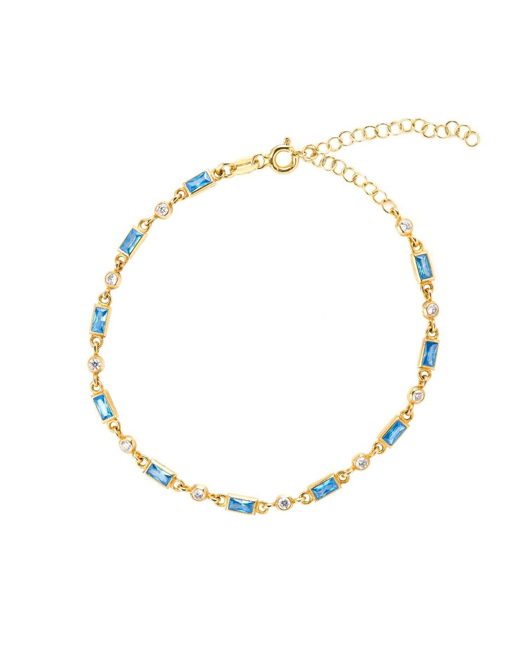 Ballinger Jewellery Metallic Ballinger Fine Chain Bracelet Aquamarine March Birthstone