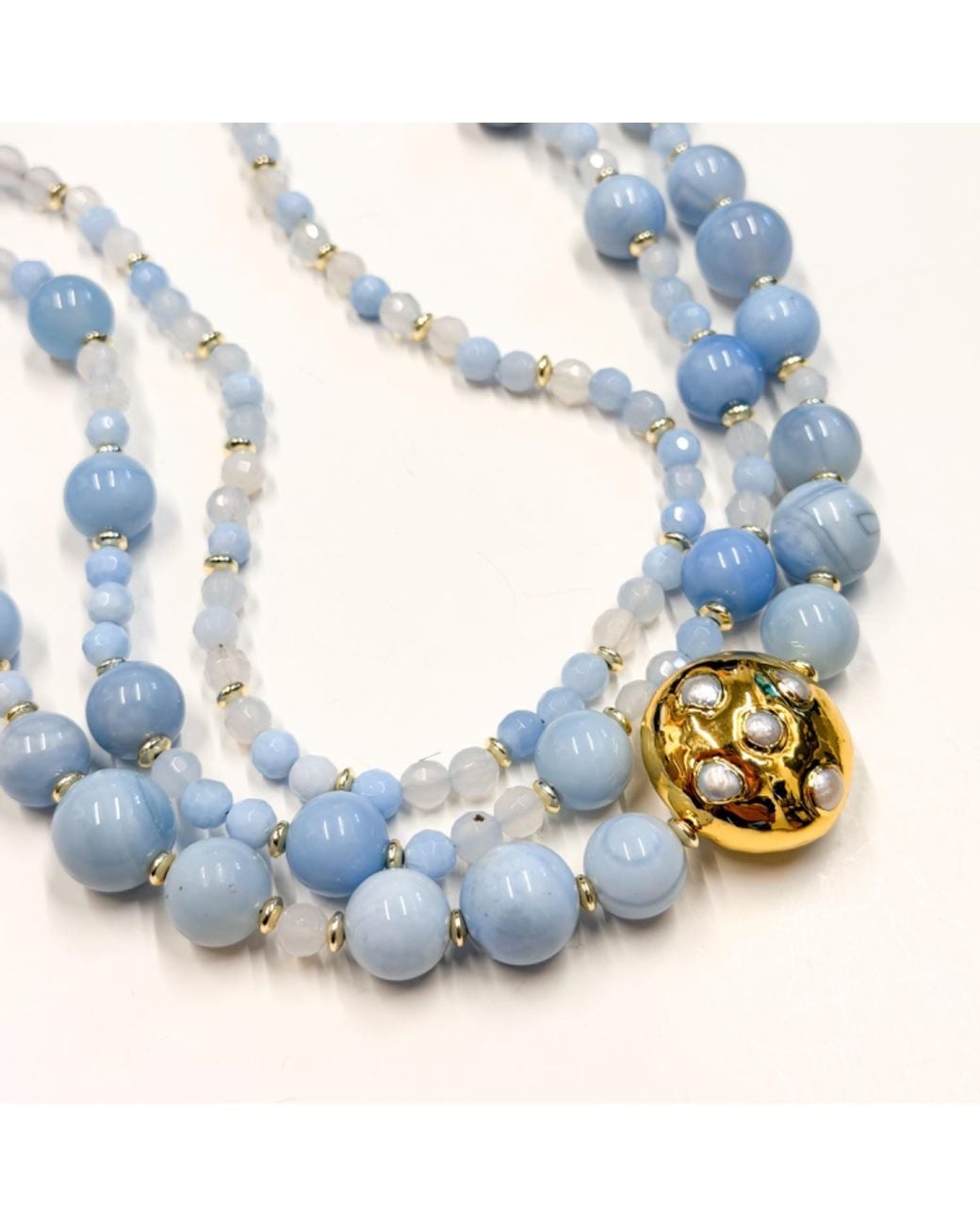 Edgar Navarro Jewelry Blue Edgar Navarro Three Layer Lace Agate Navarro Necklace