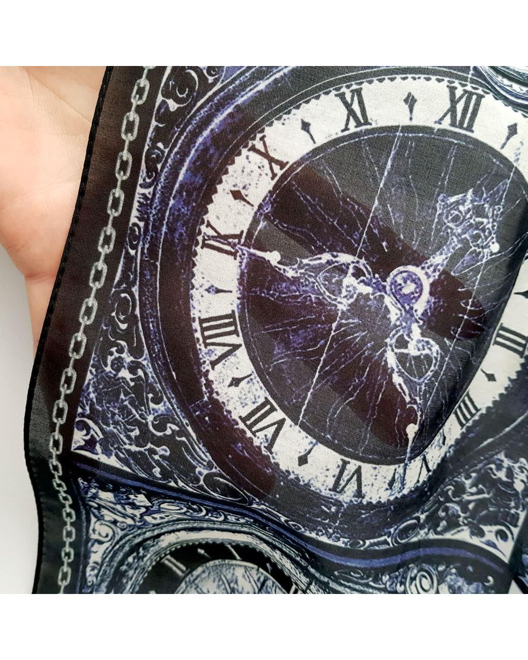 VETKA Blue Long Cotton Scarf Clock
