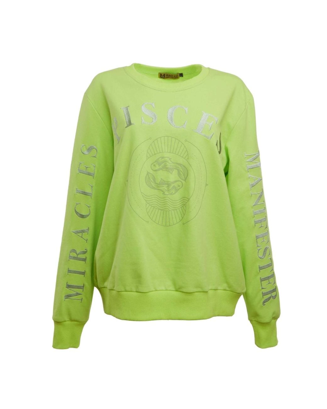 Miracles Manifester Green Oversized Embroidered Pisces Sign Sweatshirt