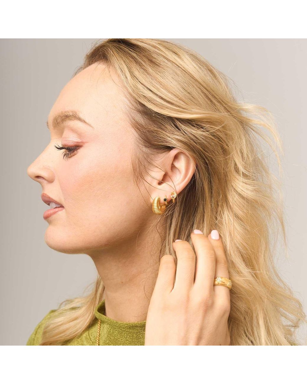 Moon London Metallic Quirky Mid Size Hoops