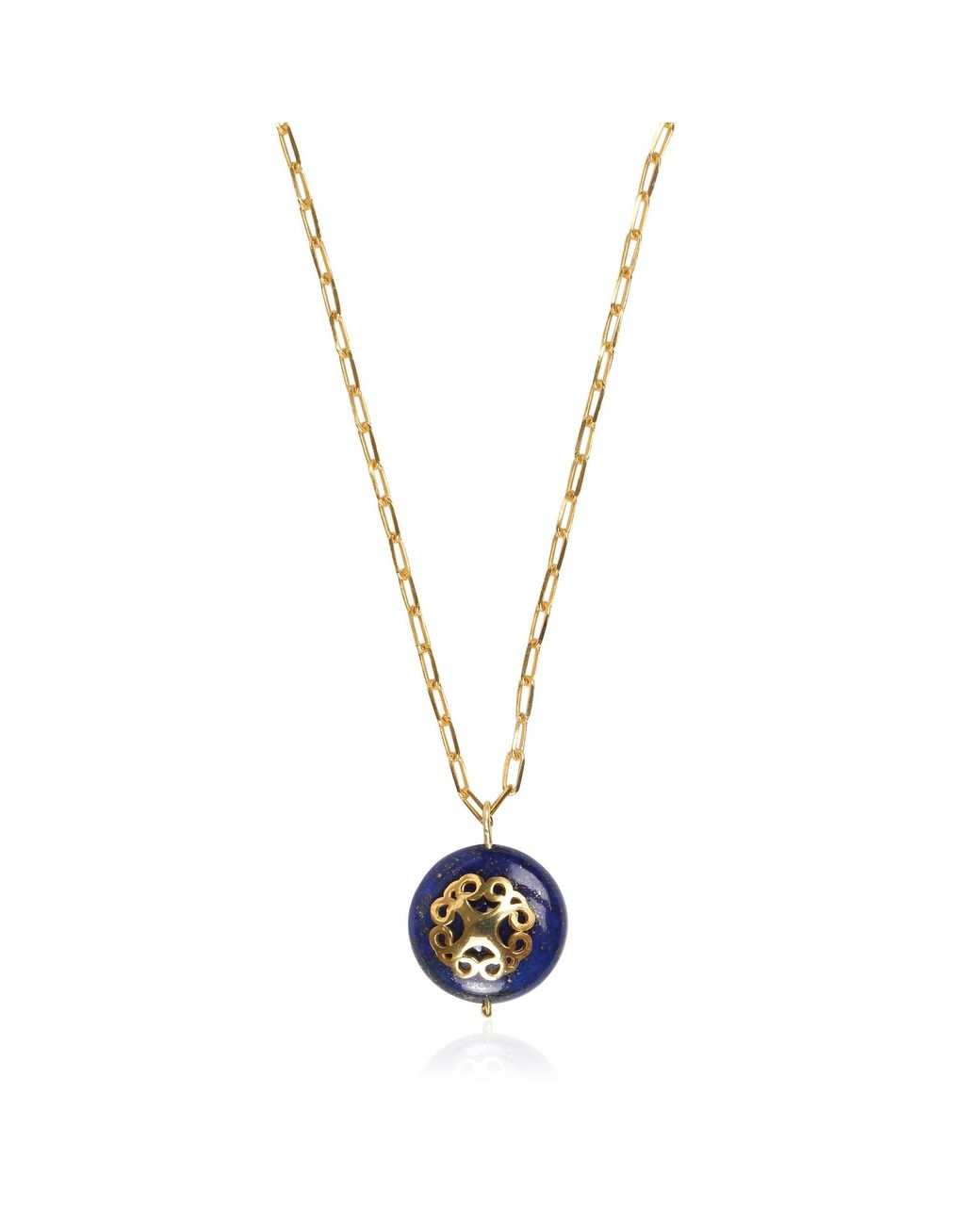 Lila Rasa Metallic Lapis Lazuli Necklace With Filigree