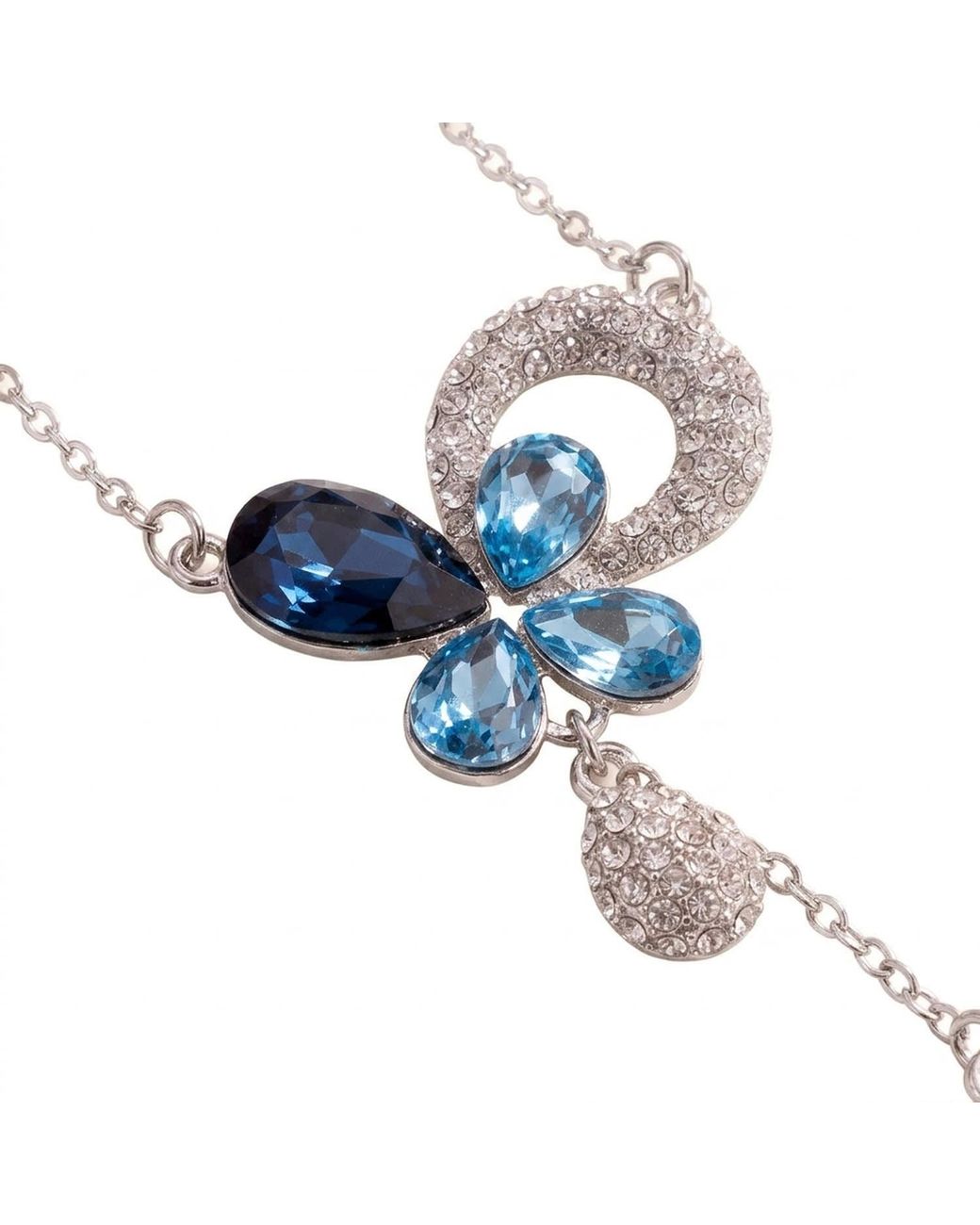 Modenaire Blue Teardrop Crystal Pendant Necklace