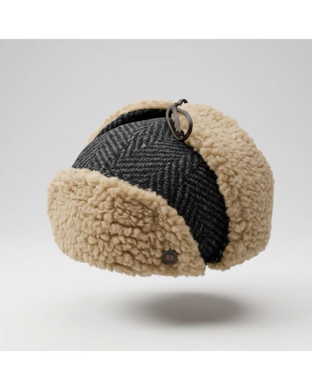 Dasmarca Hats Black Mylo Italian Tweed Wool Trapper Hat With Earflaps for men