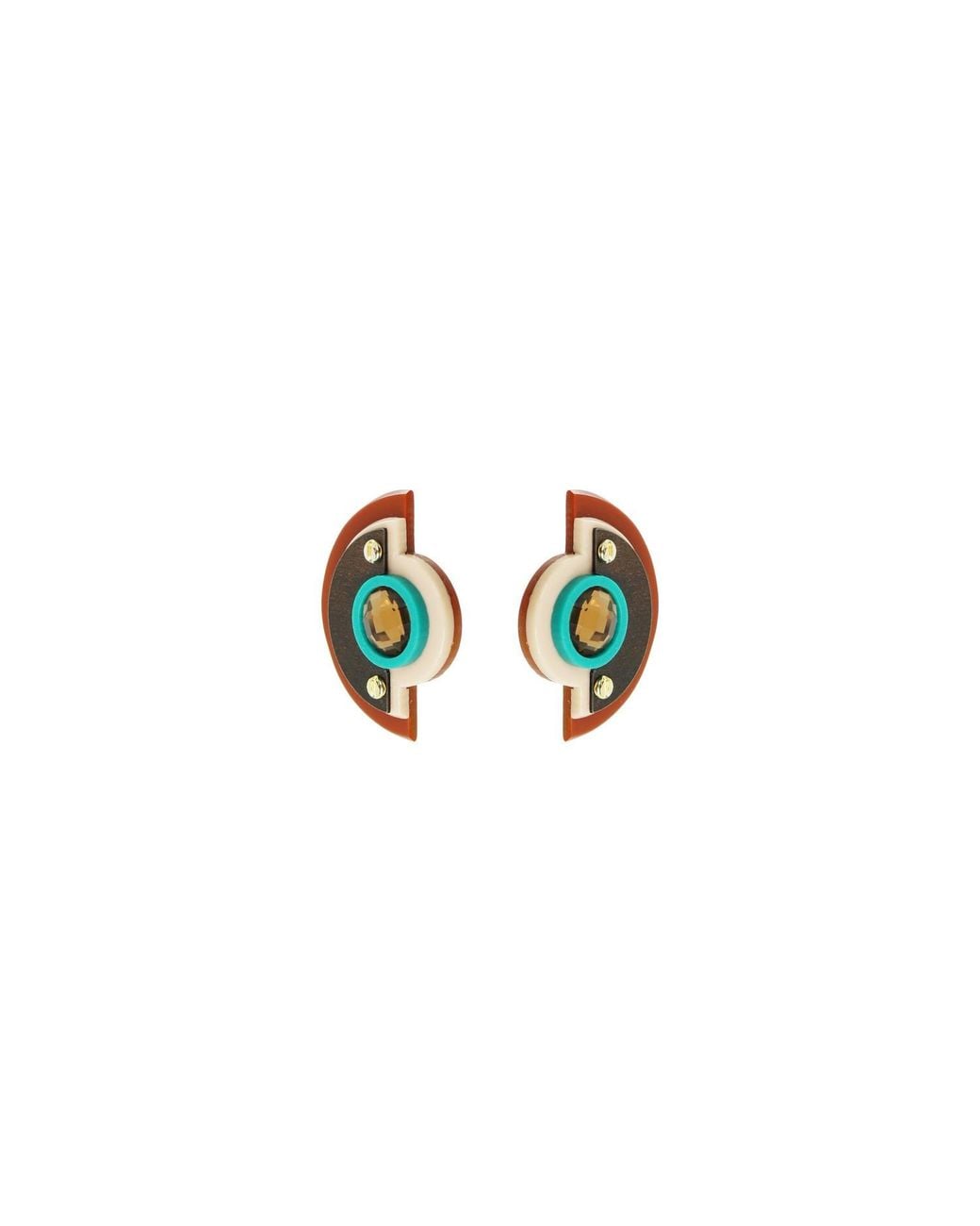 Gissa Bicalho White Acrylic Handmade Earring L Empire Cinnamon