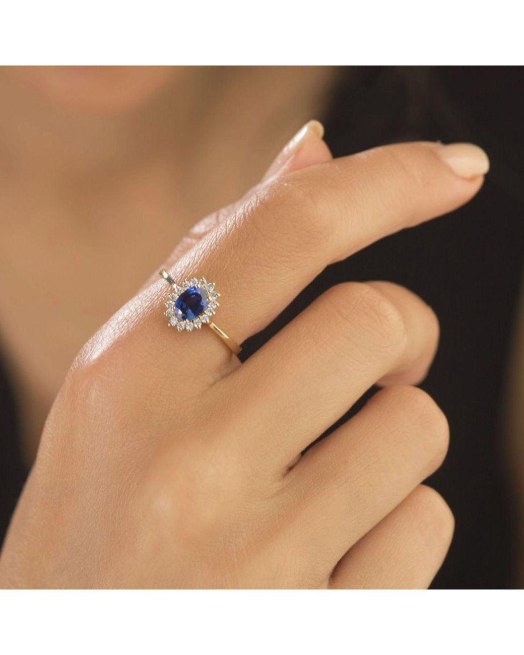 BY EDA DOGAN Blue Diana Sapphire Adjustable Ring