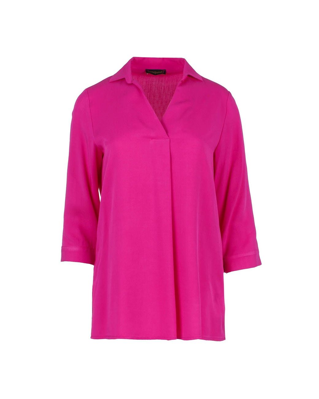 Conquista Pink Relaxed Viscose V-Neck Blouse