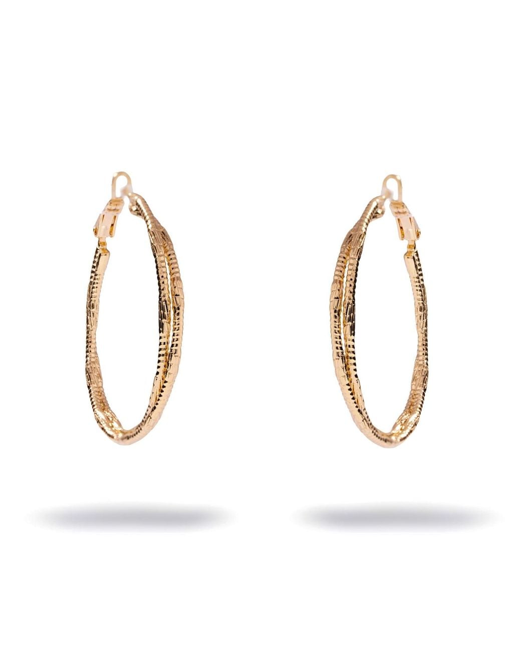 Ebru Jewelry Metallic Eternal Twist Double Strand Hoop Earrings
