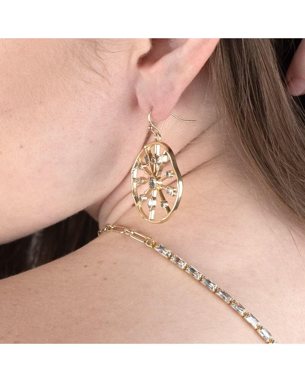 Rare Matters Jewelry Metallic Sunbeam Wheel Earrings