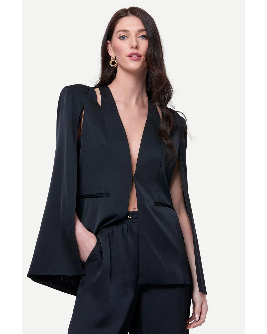 Zafur Blue Medinah Cape Blazer
