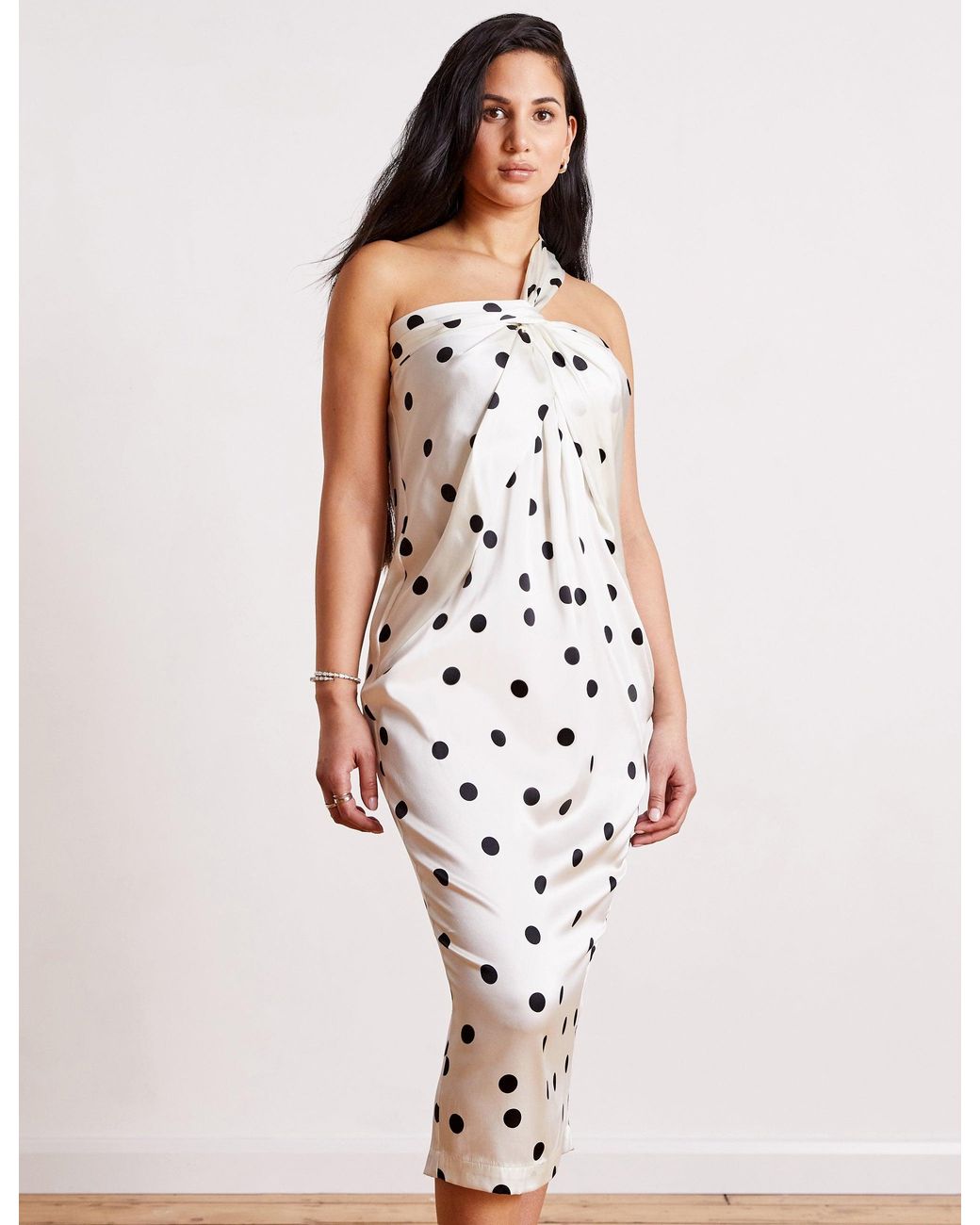 The Summer Edit White Sienna Silk Bandeau Dress