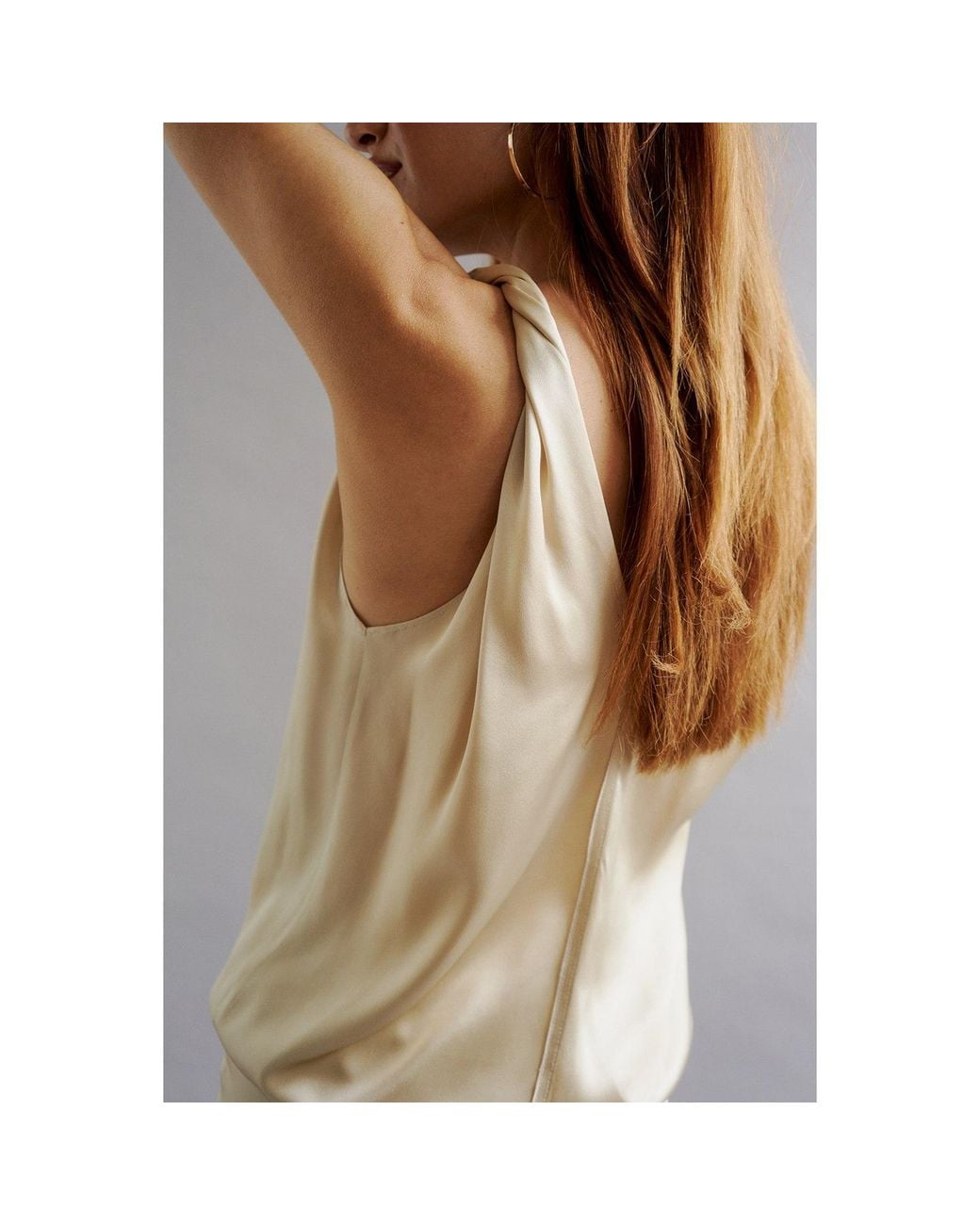 The Summer Edit Brown Lily Silk Twist Strap Camisole