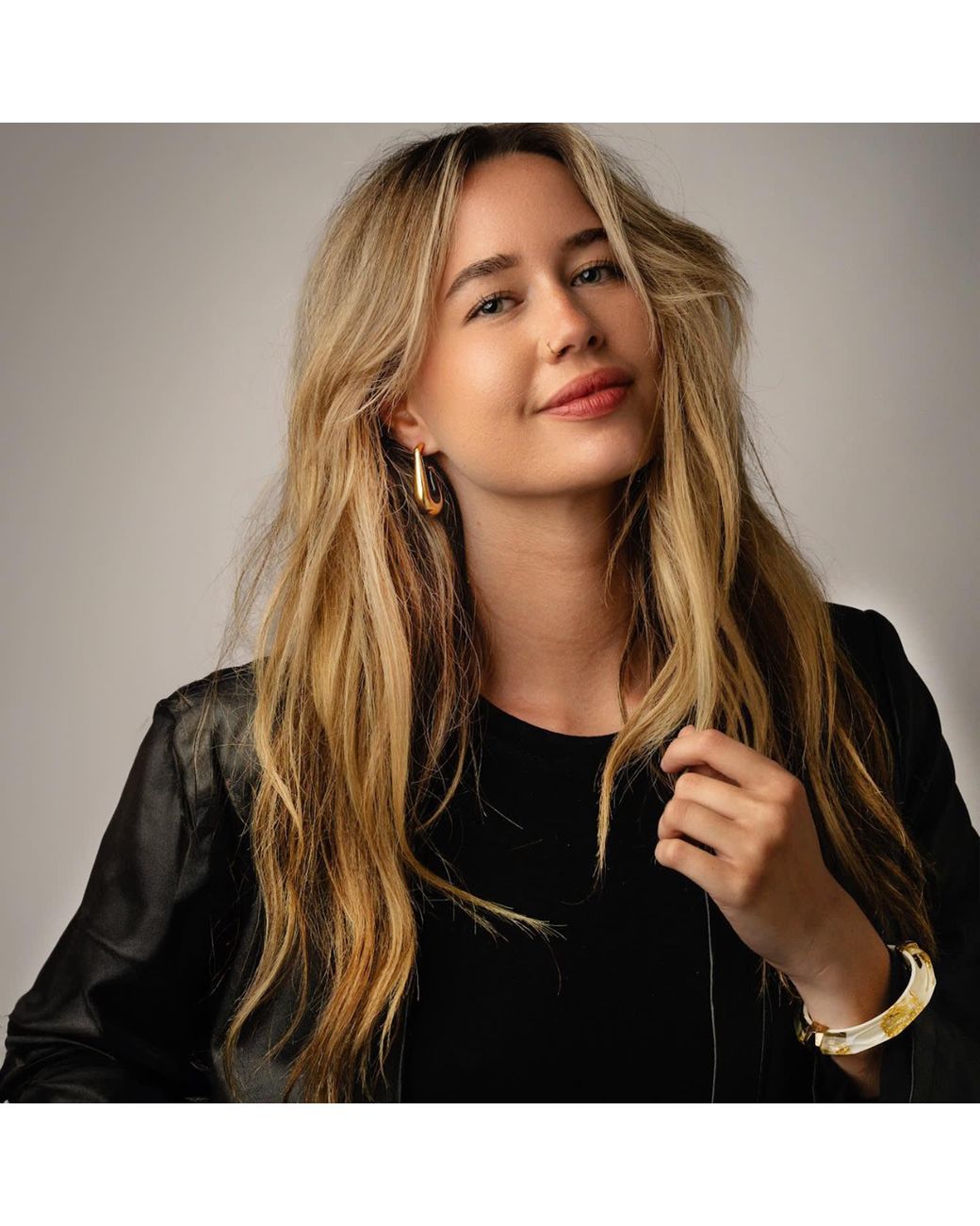 Gold & Honey Metallic Drop Hoop Earrings