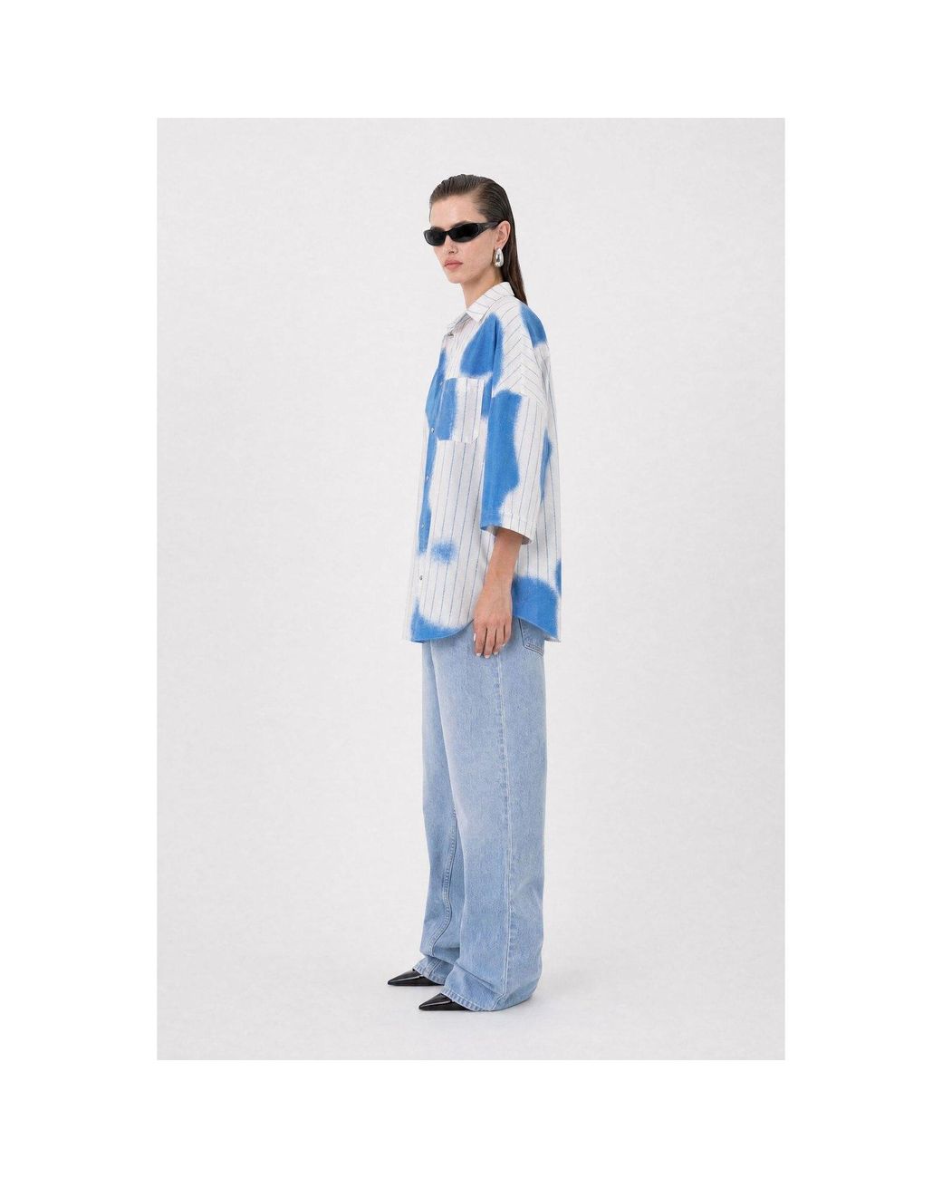 mysimplicated Blue Stripes Oversized Shirt W