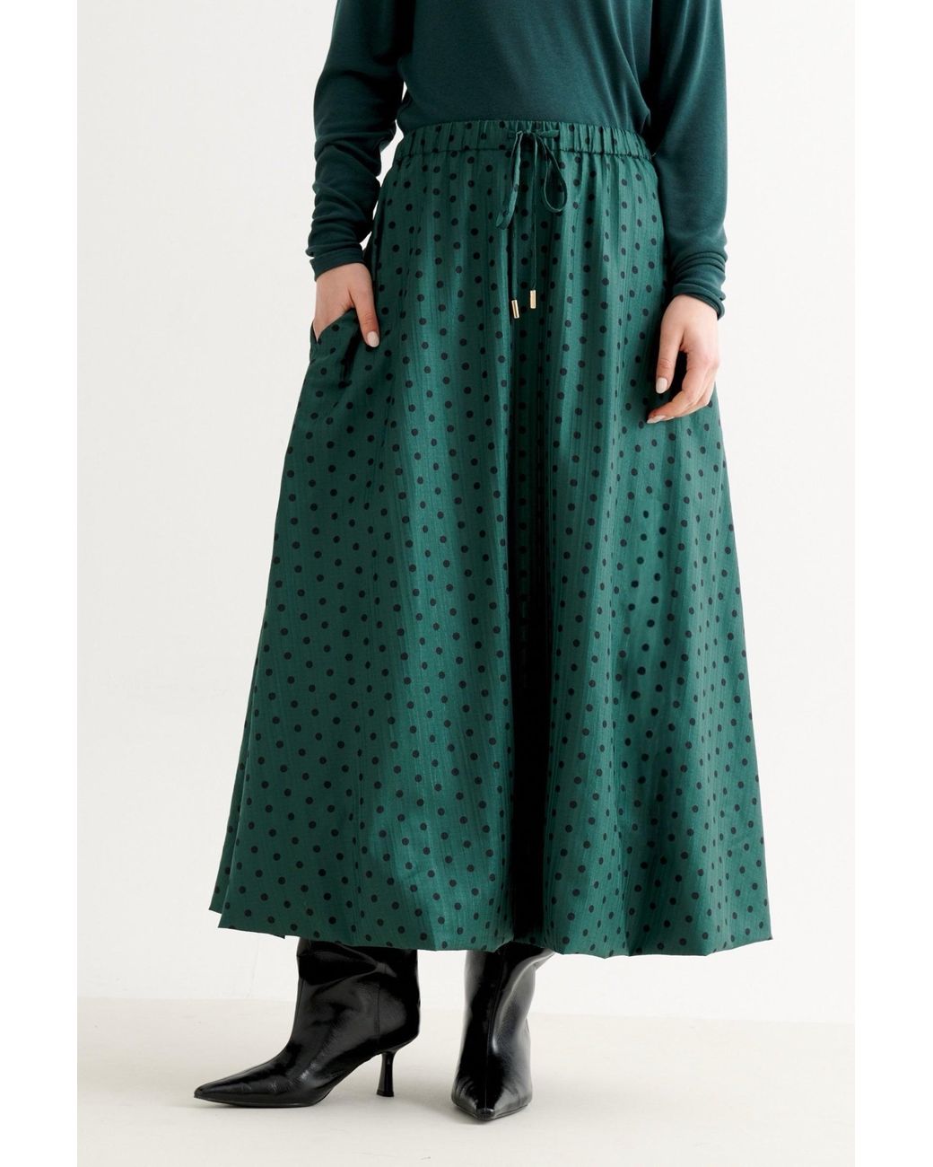 Louche Green Dixie Spot Print Balloon Midi Skirt