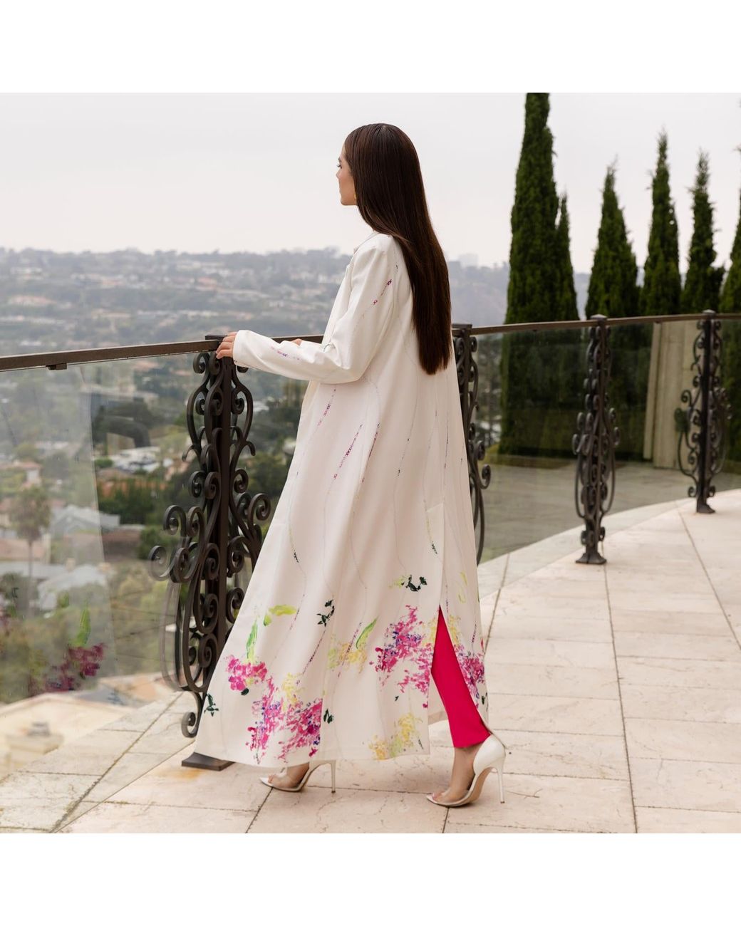 Roqaia Fashion House White Blossom Breeze Kaftan