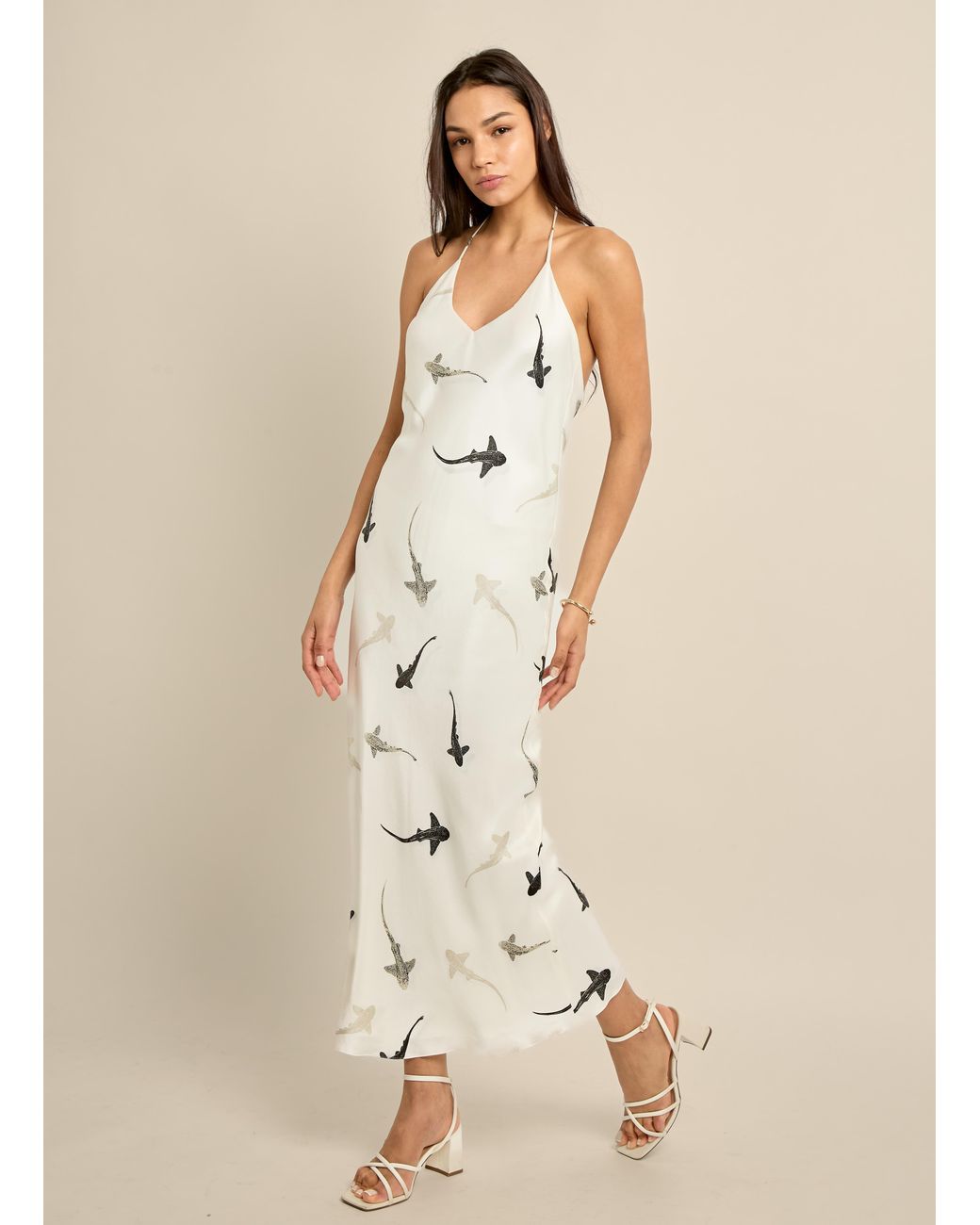 Lily Rou Lily Rou Silk Mara Midi Slip Dress in Metallic | Lyst