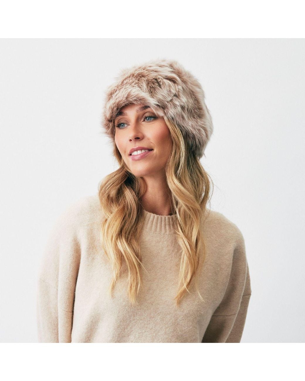 Owen Barry Blue Neutrals Sheepskin Pull On Beanie Aubrac Toscana