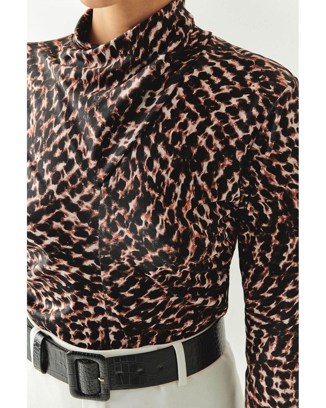 Exquise Black Regular Printed Turtleneck Ensley K. Blouse