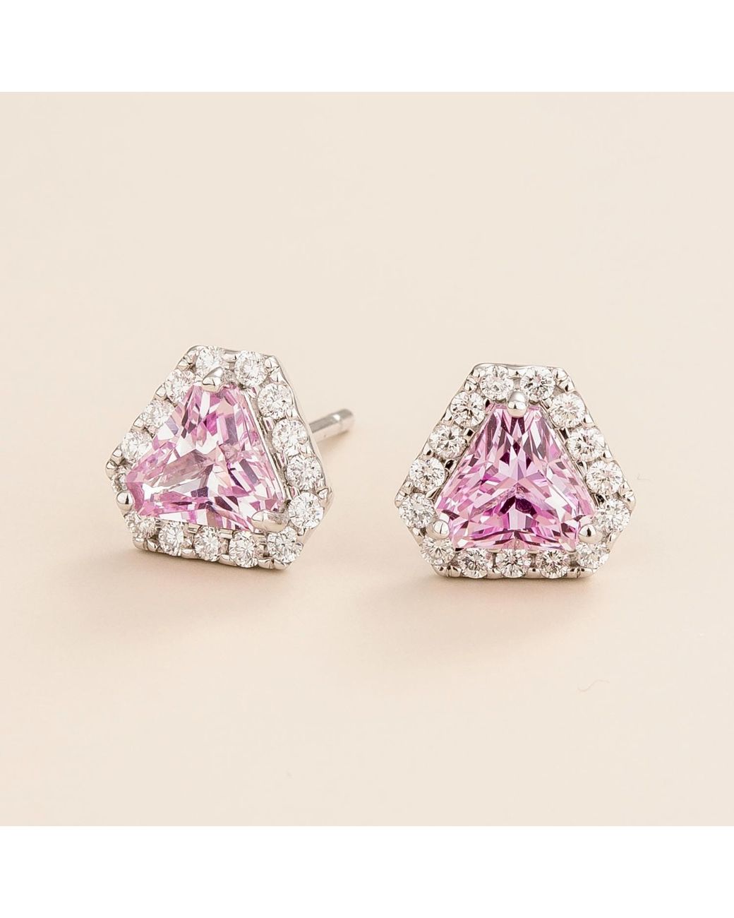 Juvetti Pink Rose Diana Earrings Sapphire & Diamonds
