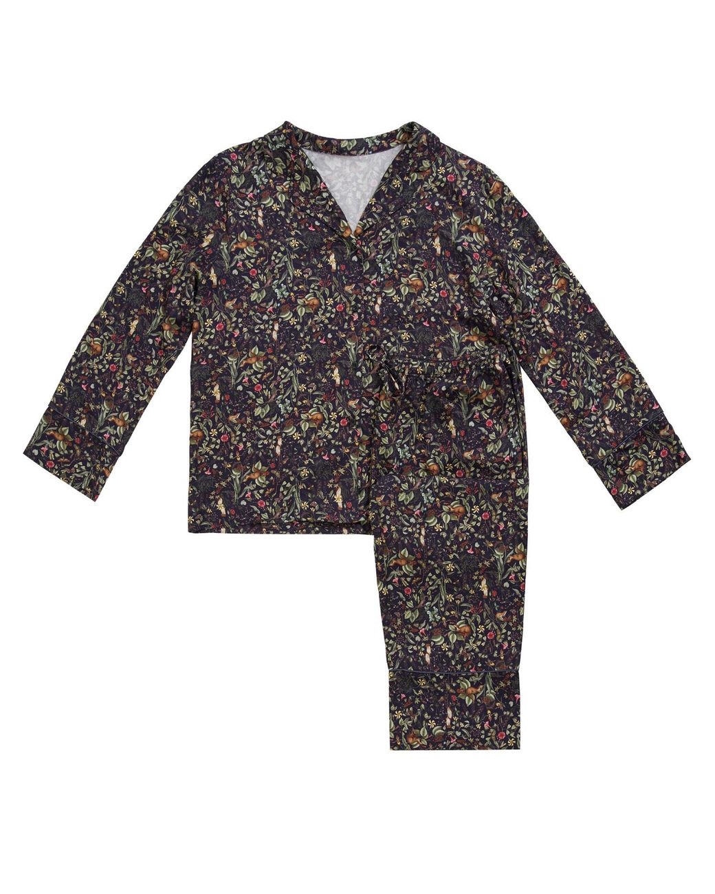 Fable England Gray Viscose Wolf Garden Print Pyjama Set