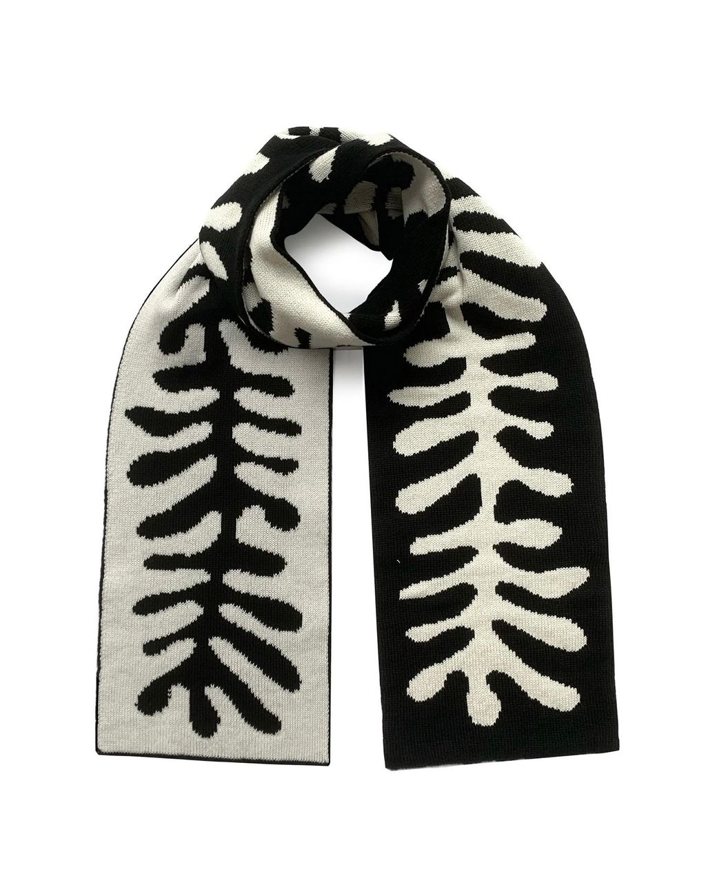 INGMARSON Black Organic Shape Wool & Cashmere Scarf