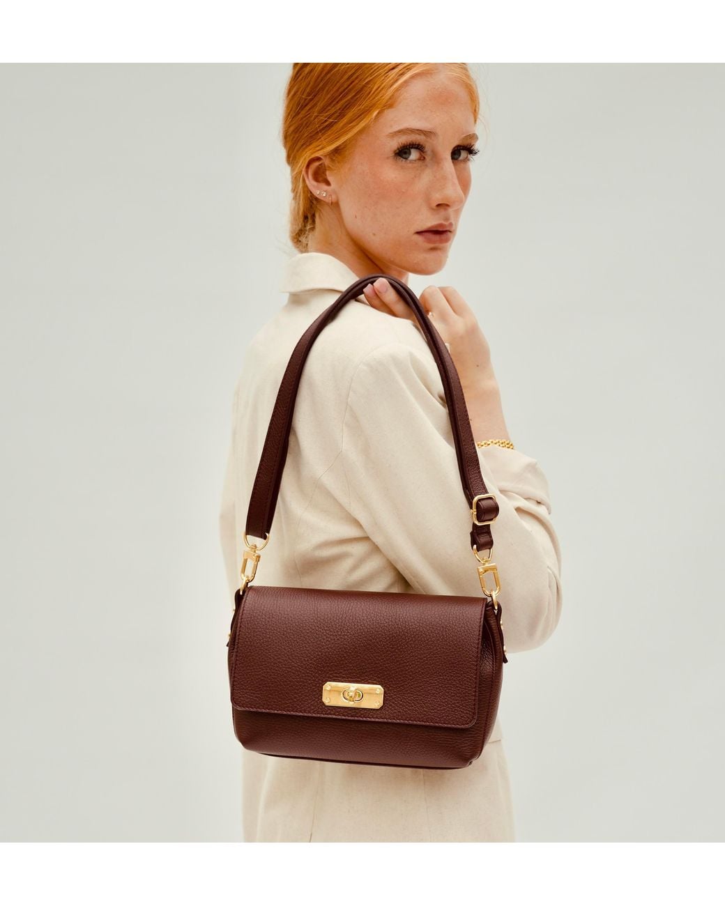 Apatchy London Purple The Maisie Midi Port Leather Bag