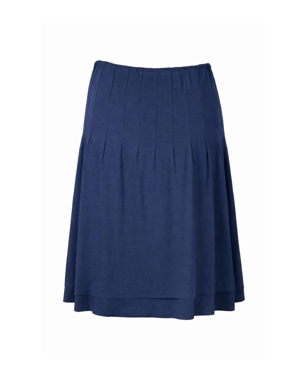 Conquista Blue Pleated Jersey Midi Skirt With Elastic Waist