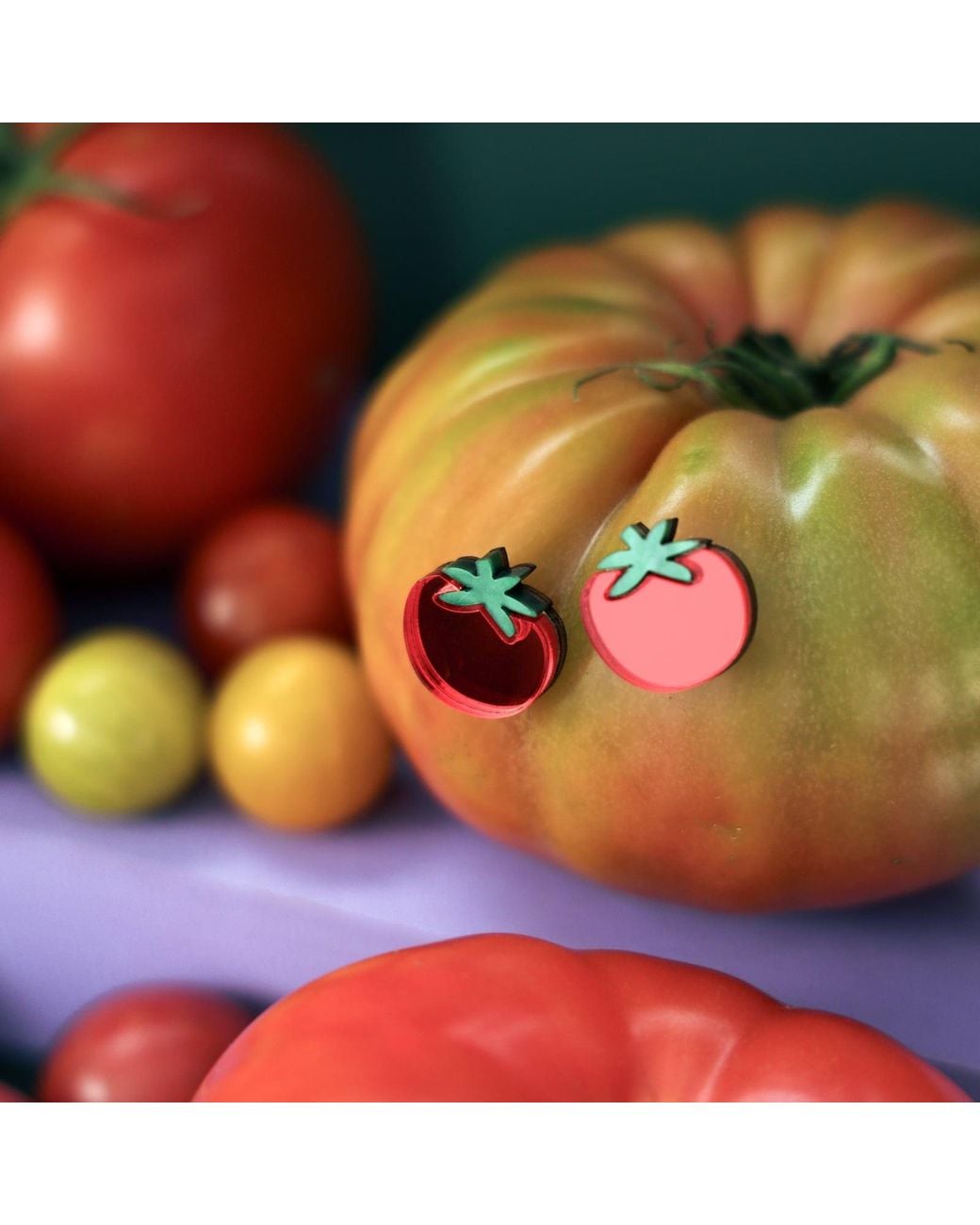By Chavelli Red Tomato Stud Earrings