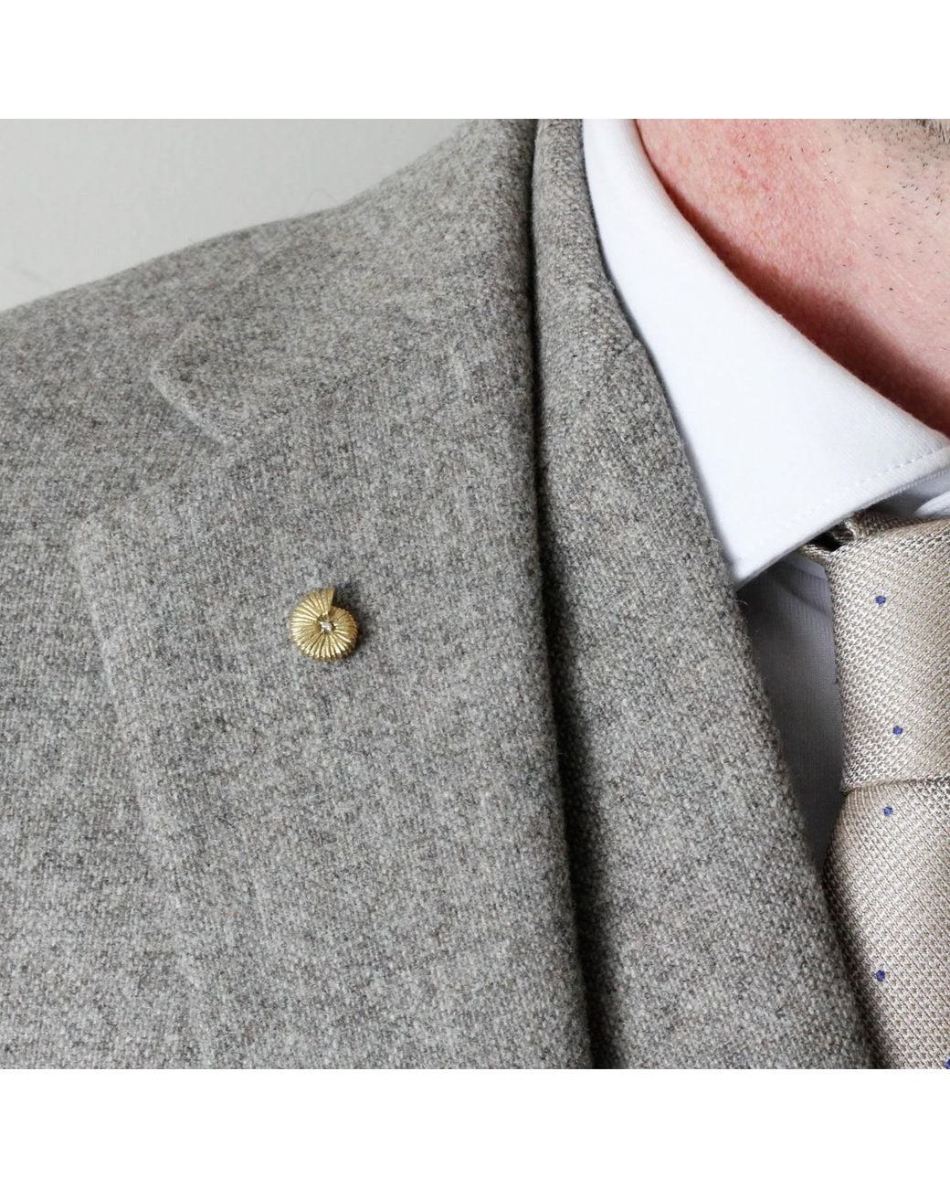 Lee Renee Metallic Ammonite Diamond Lapel Pin for men