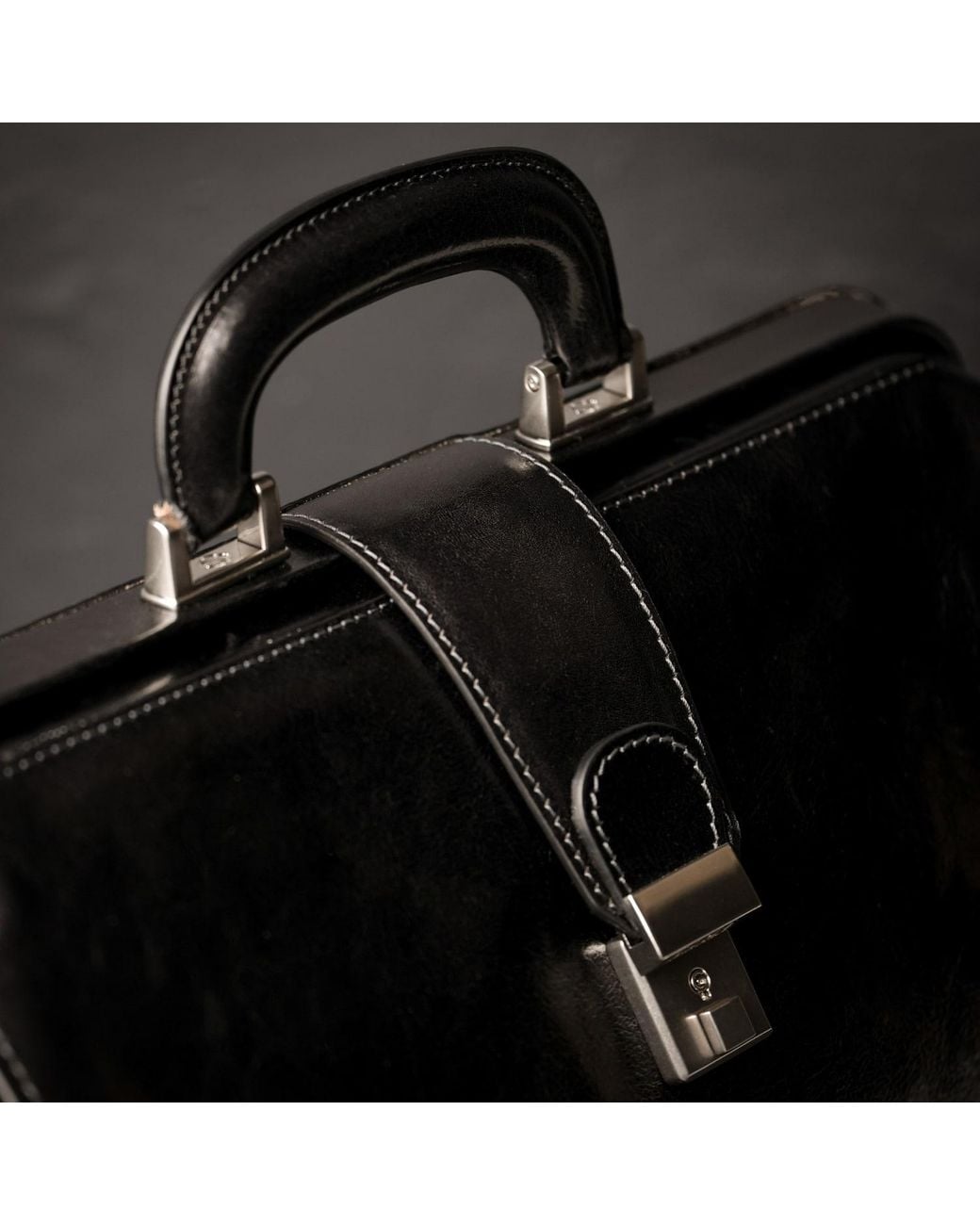 Time Resistance Black Small Leather Doctor Bag For
