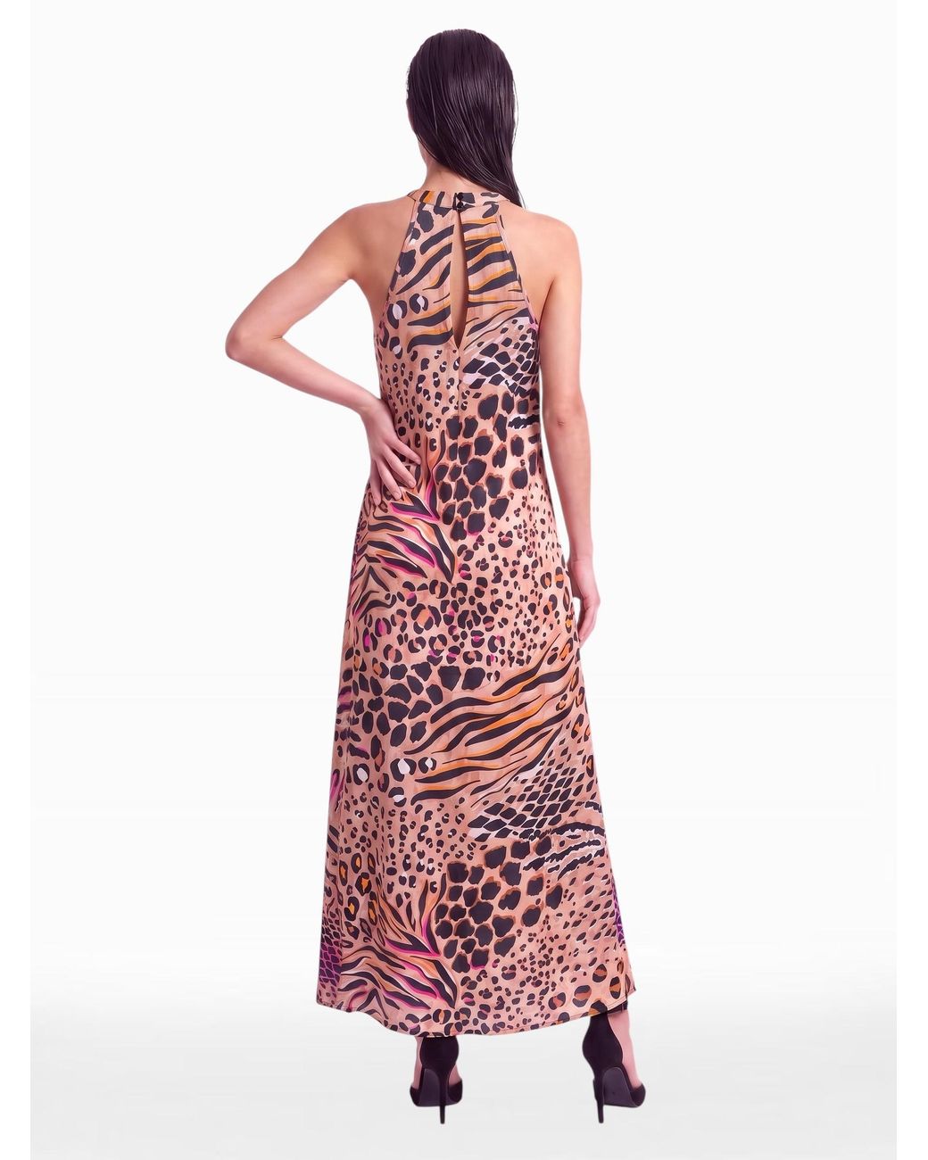 Any Old Iron White Neutrals Neutral Animal Halter Dress