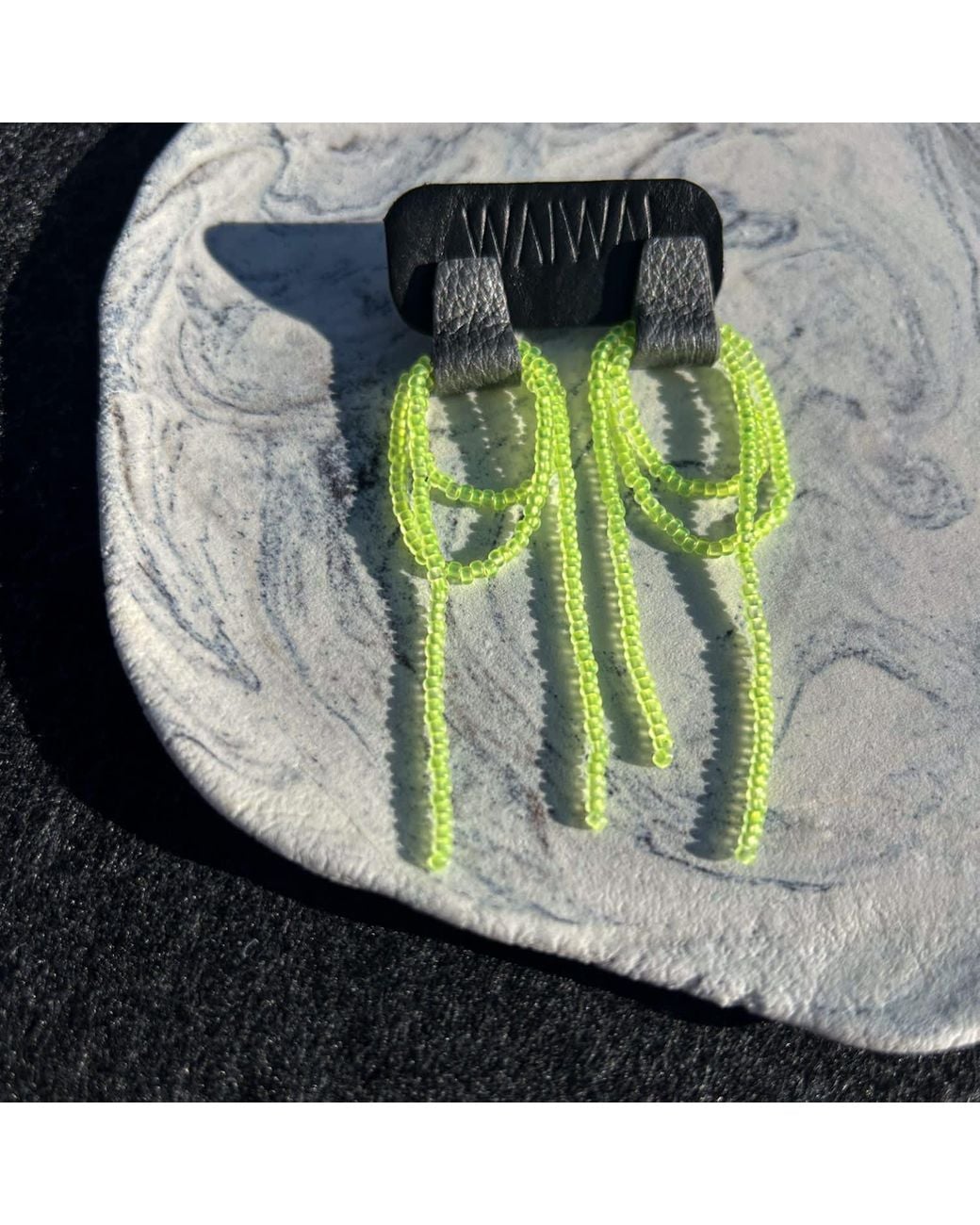 WAIWAI Green Bliss Beaded Dangle Earrings Neon