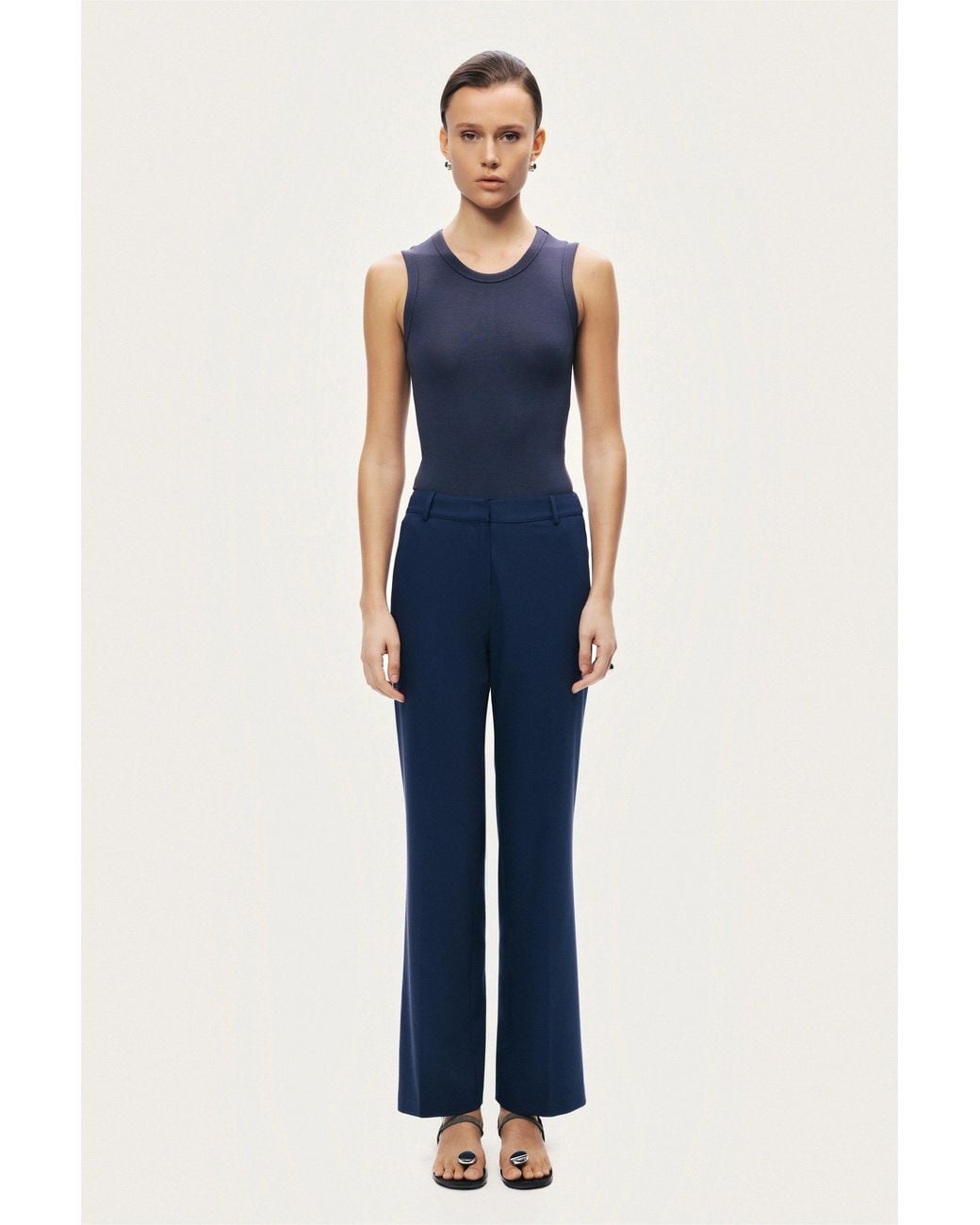 Nocturne Blue Tailored Straight-Leg Pants
