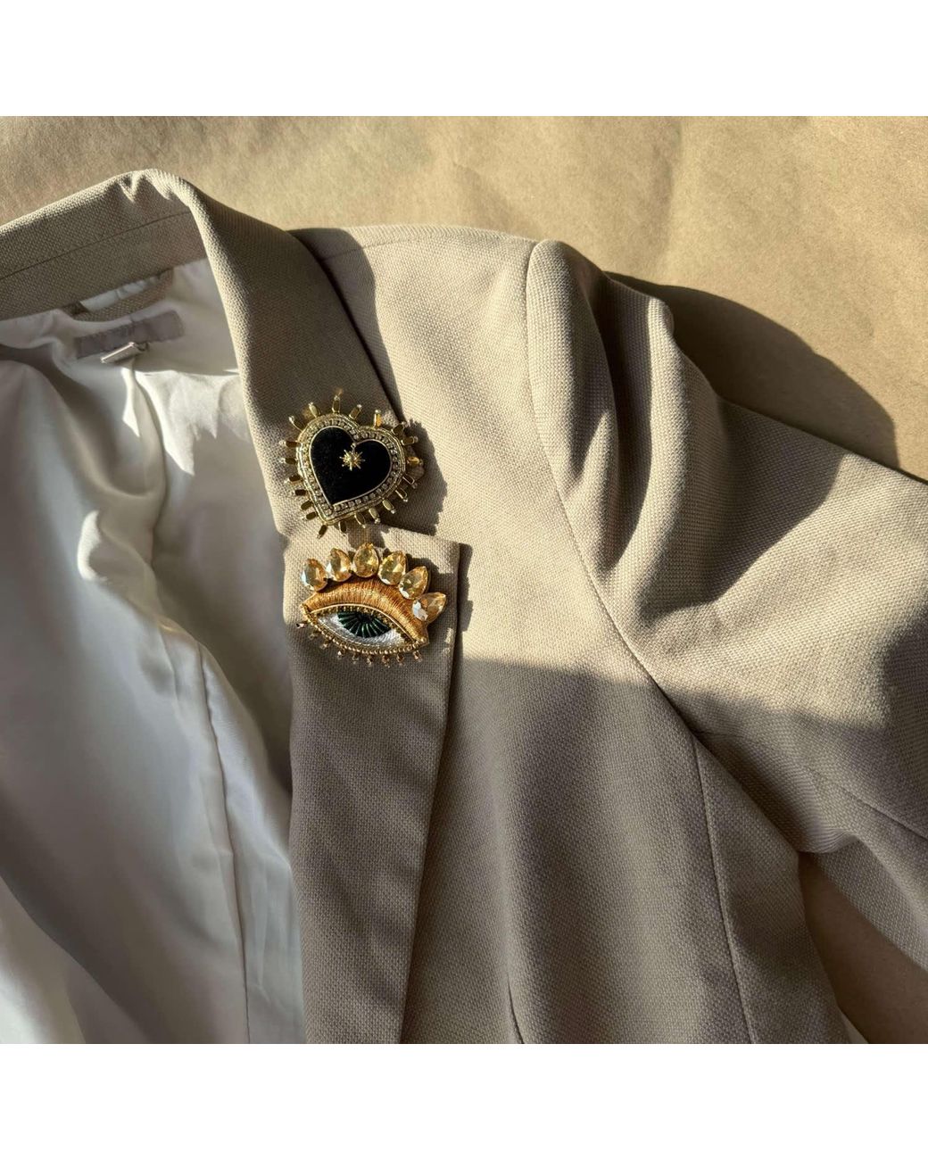 VETKA Metallic Eye Brooch With Crystals–Gilded Gaze