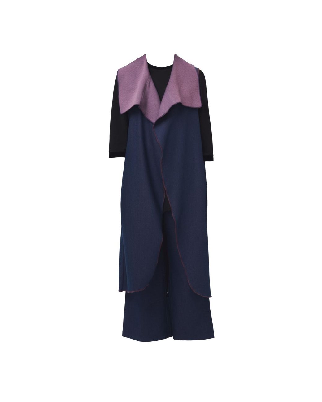 Saniya Khan Blue Deep & Mauve Reversible Denim Duster