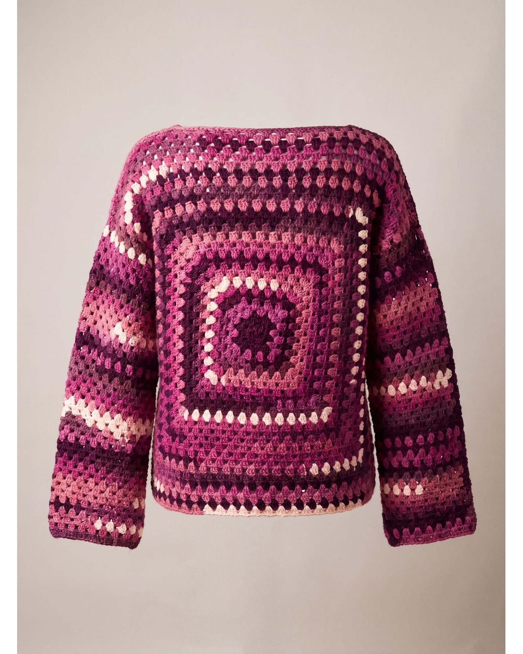 Ana Chic Purple Bramble Granny Square Handmade Crochet Jumper